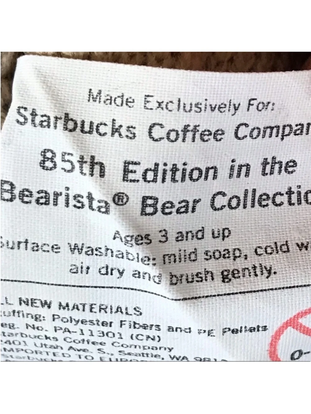 Starbucks Bearista 85th Edition Fall Plush Bear Stuffed Animal